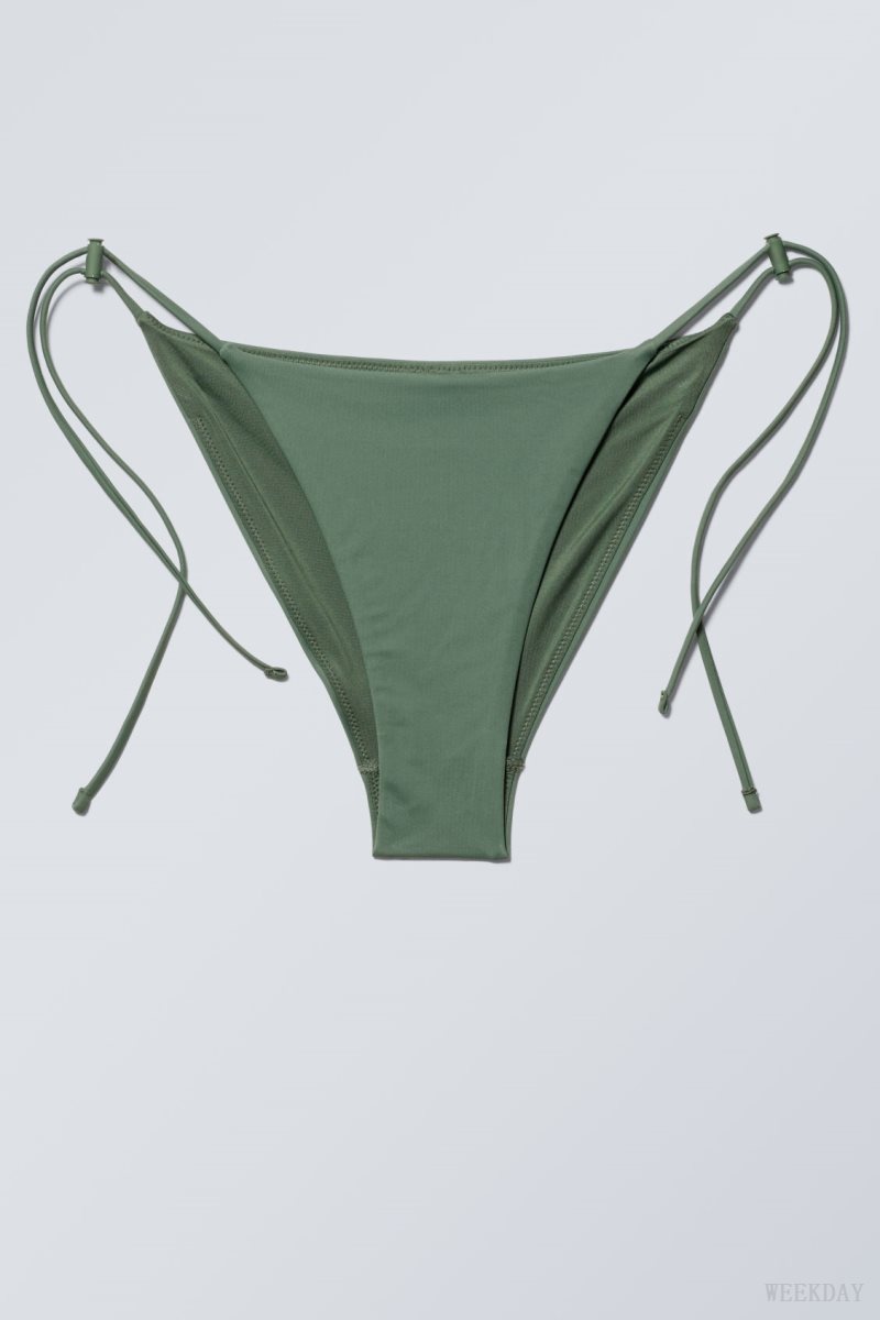 Weekday Drawstring Bikini Bottoms Khaki | UPHN7837