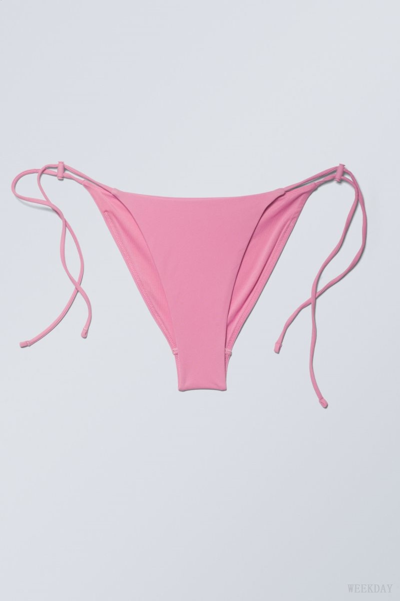 Weekday Drawstring Bikini Bottoms Pink | PJNA1447