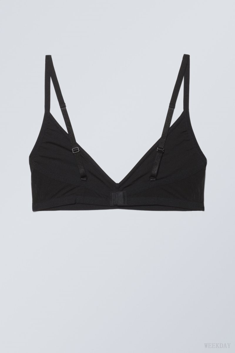 Weekday Dylan Mesh V-neck Bra Bra Black | EFFZ5935