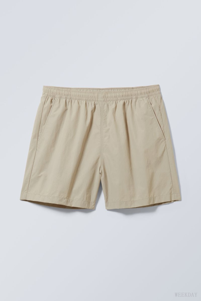 Weekday Ed Contrast Swim Shorts Beige | VZTJ3250