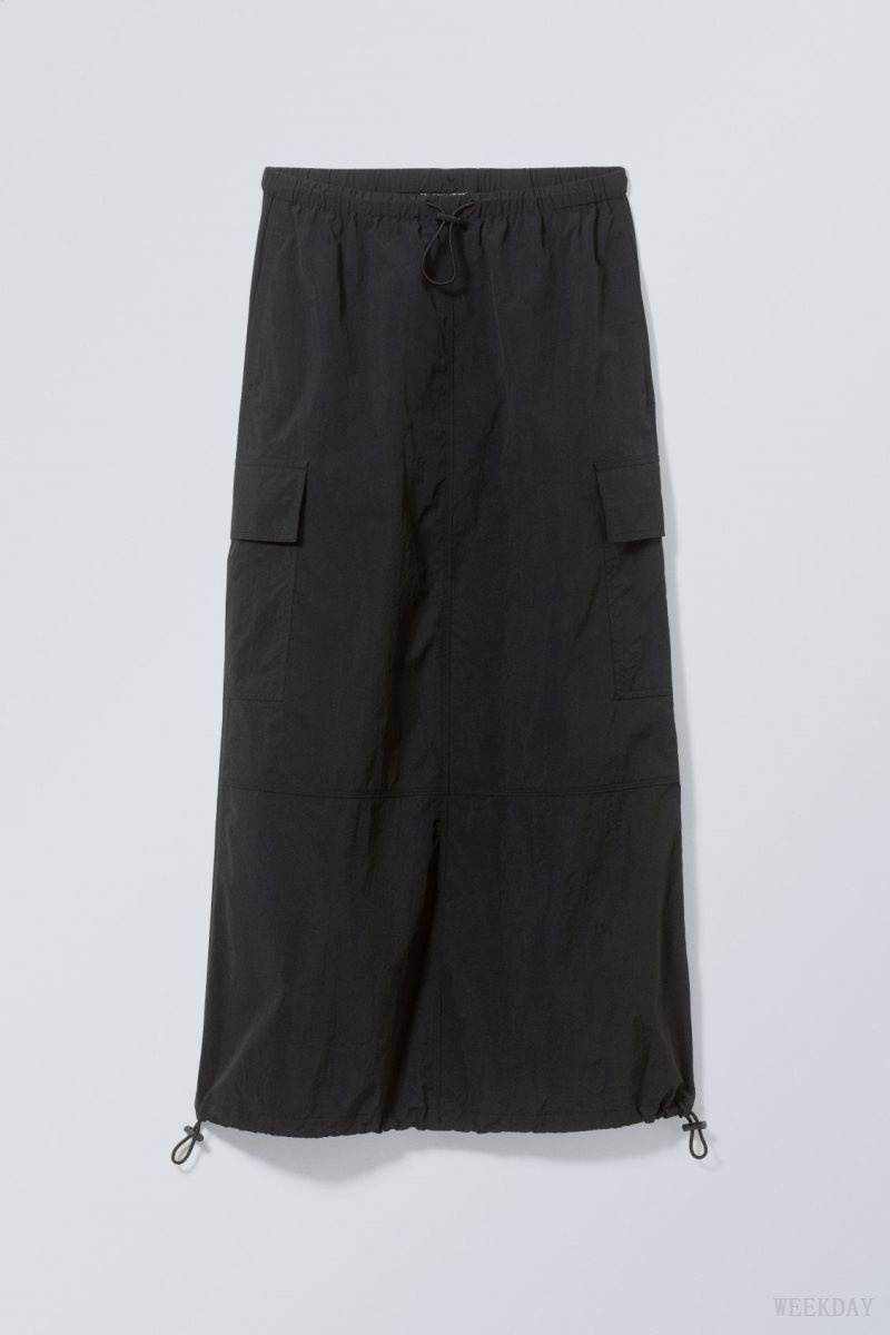 Weekday Edge Cargo Skirt Black | OJTT4496