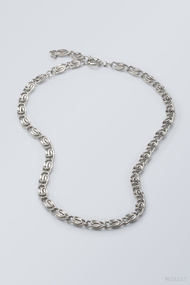 Weekday Eli Chain Necklace Silver | UWYB6593