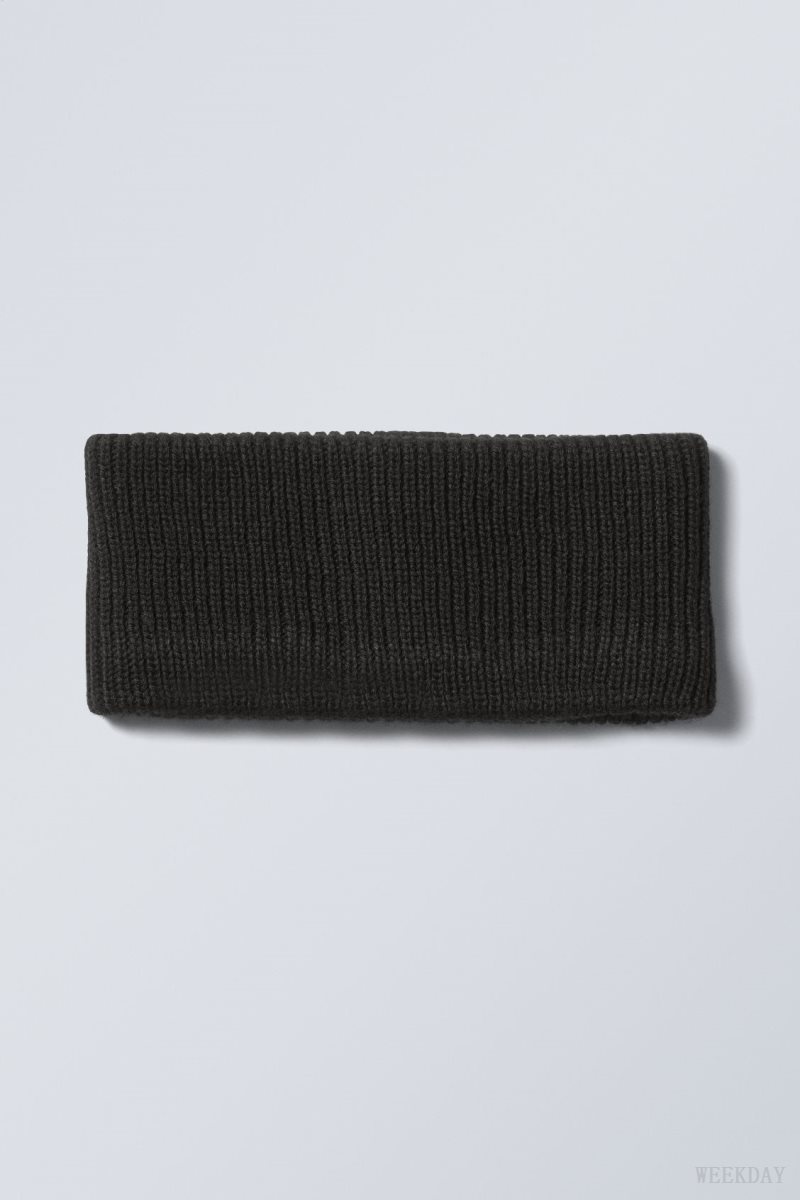 Weekday Elsa Ribbed Knit Headband Black | CKUV1425