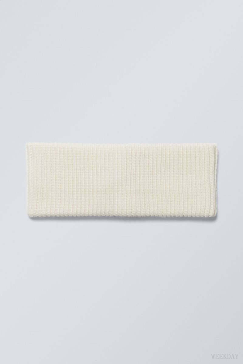 Weekday Elsa Ribbed Knit Headband White | GGUZ9779