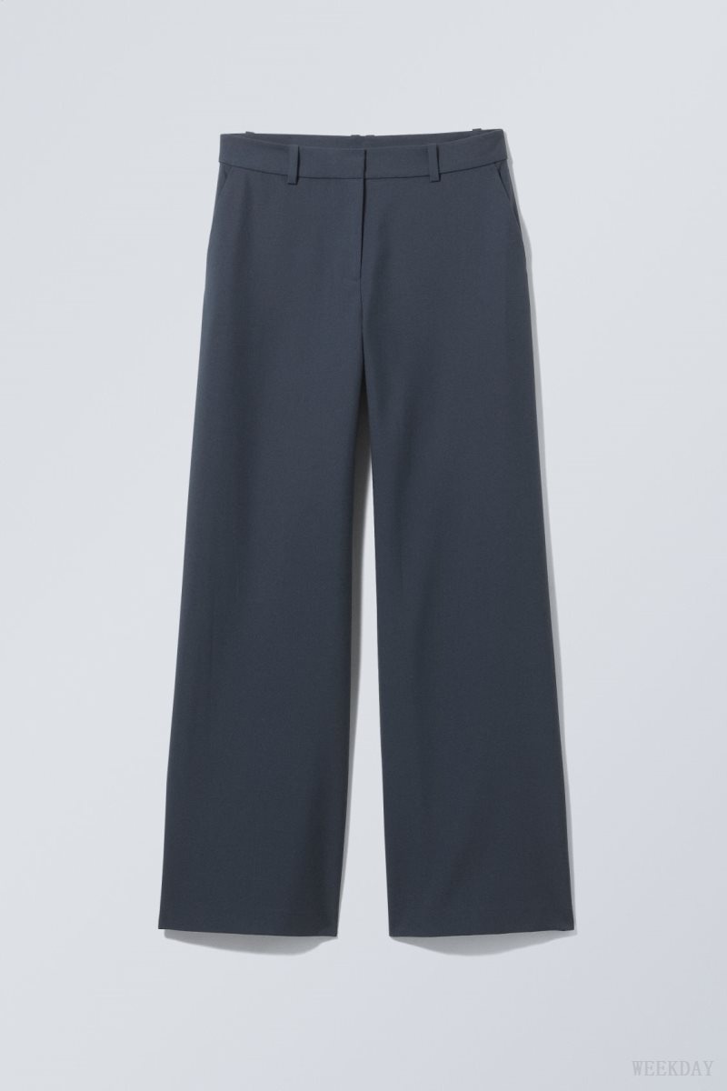 Weekday Emily Low Waist Suiting Trousers Navy | ODYJ4564