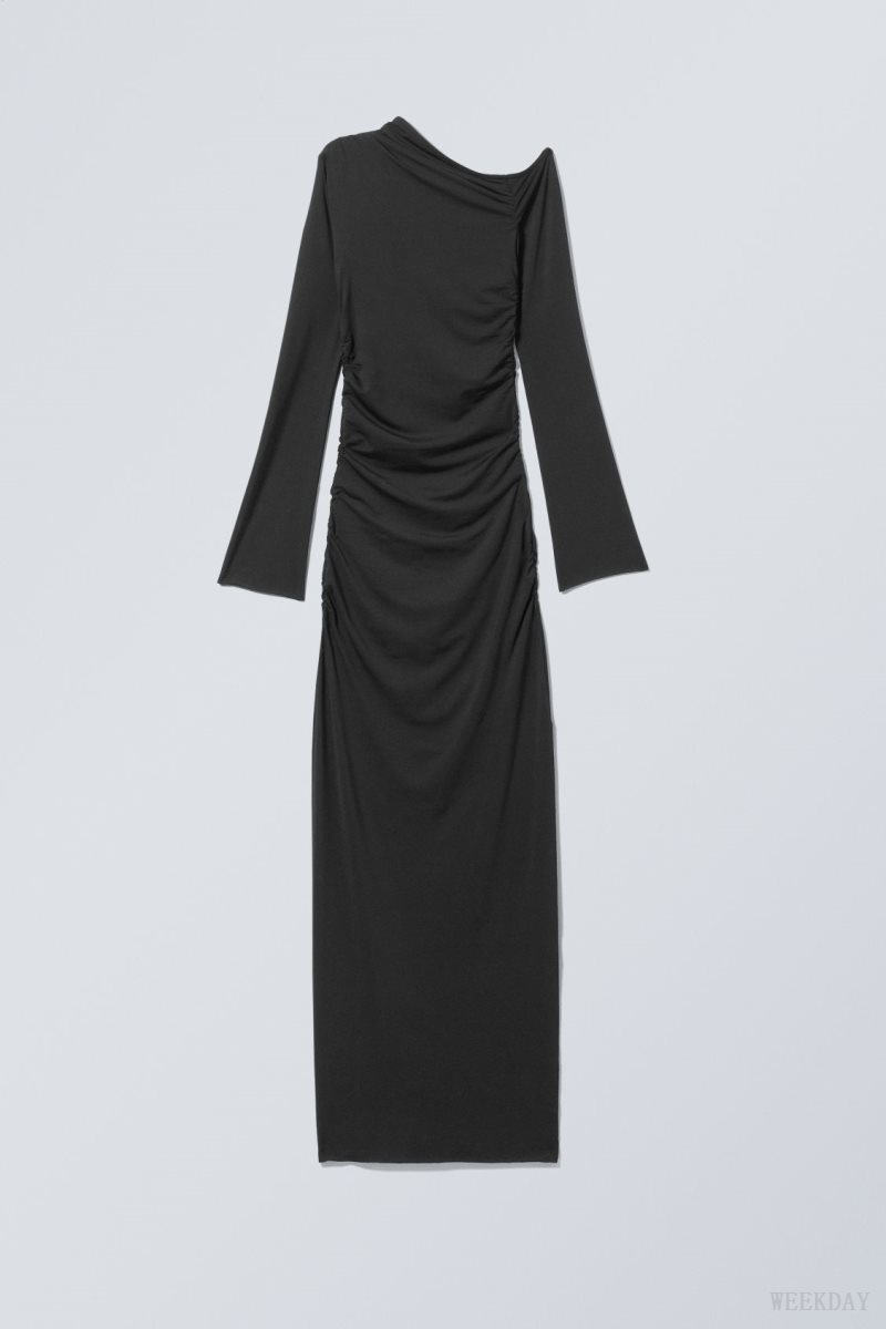 Weekday Erin Drape Dress Black | JMHA1594