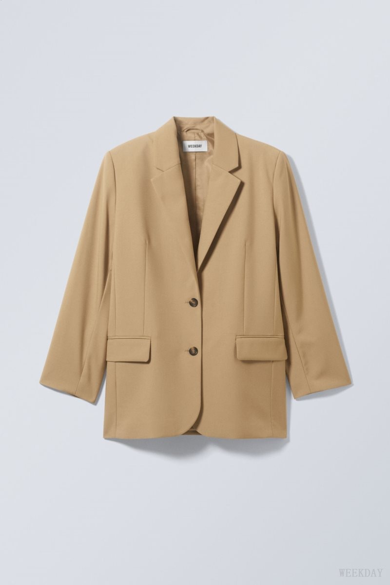 Weekday Erin Oversized Blazer Beige | SKHI1345