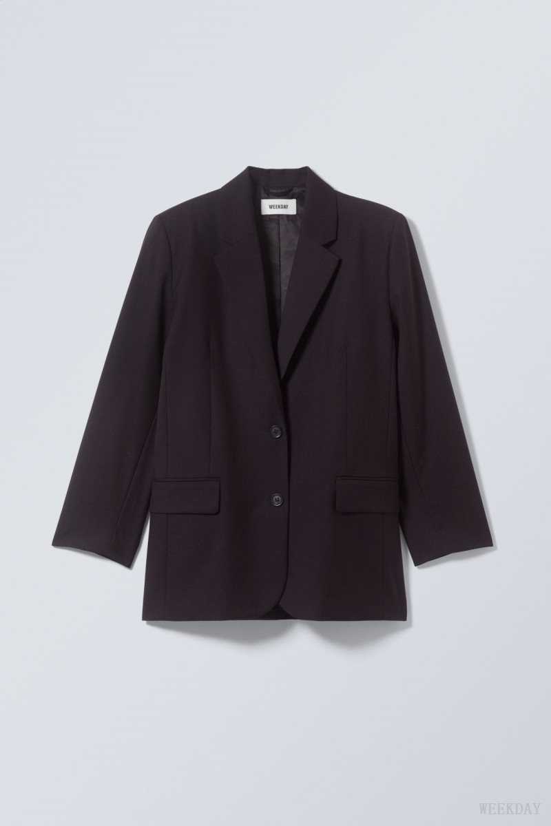 Weekday Erin Oversized Blazer Dark Purple | TXEU1615