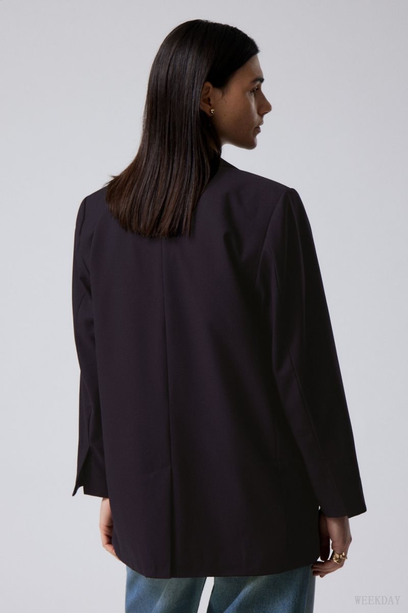 Weekday Erin Oversized Blazer Dark Purple | TXEU1615