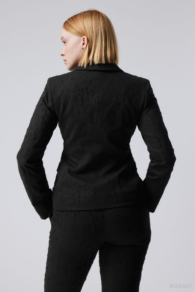 Weekday Esma Fitted Blazer Black / Grey | CZNY8797