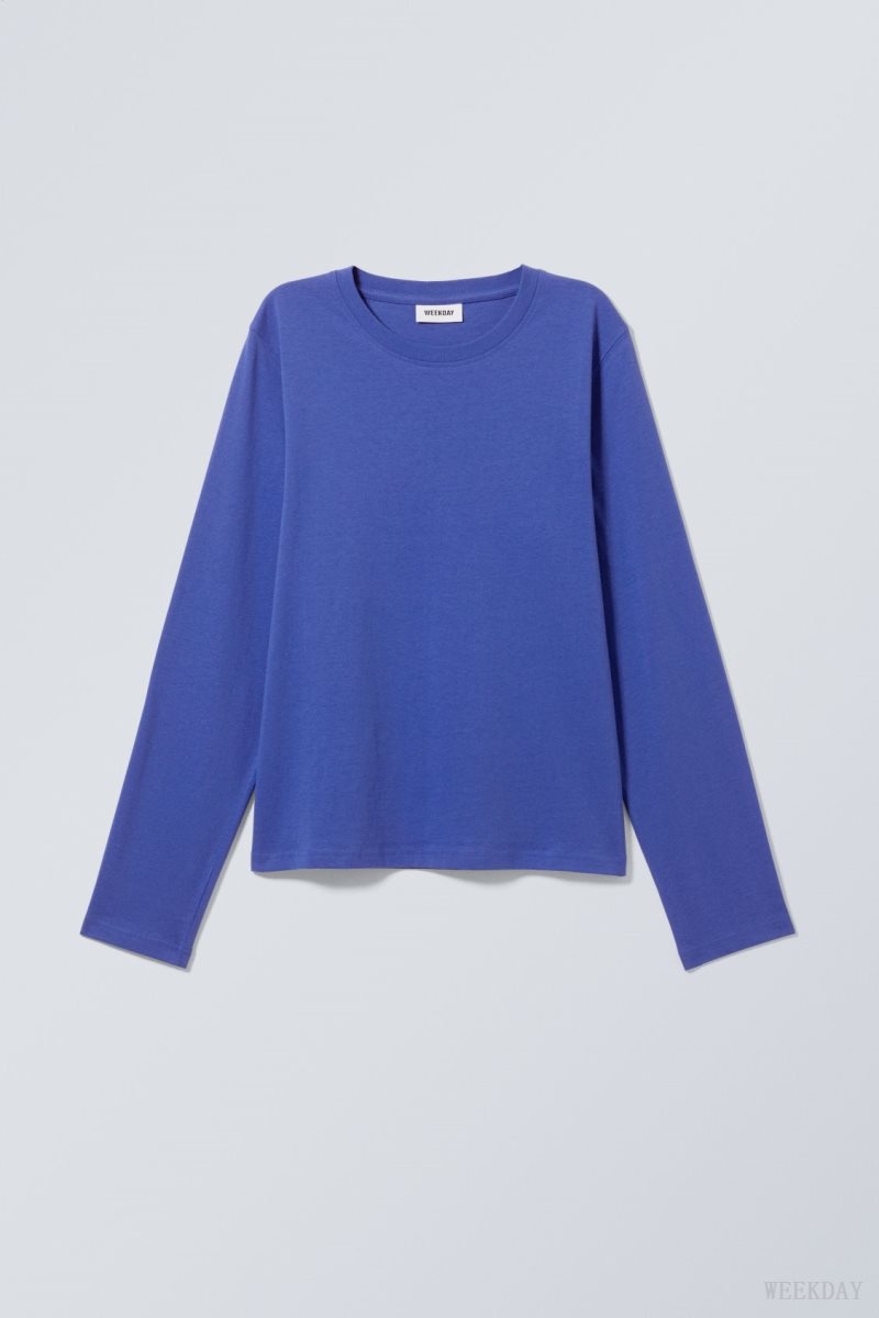 Weekday Essence Standard Long Sleeve Light Blue | IFKL6822