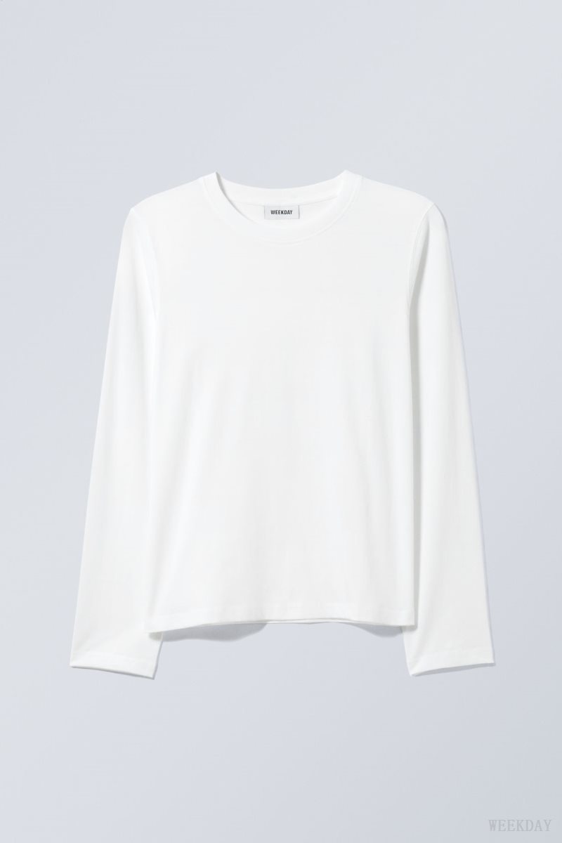 Weekday Essence Standard Long Sleeve White | OIGP0561