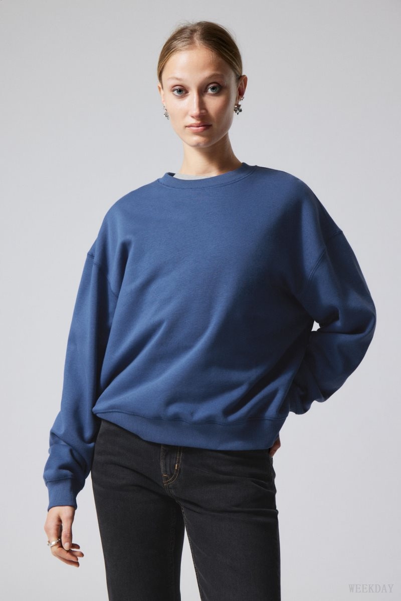 Weekday Essence Standard Sweatshirt Blue | BEEY2510