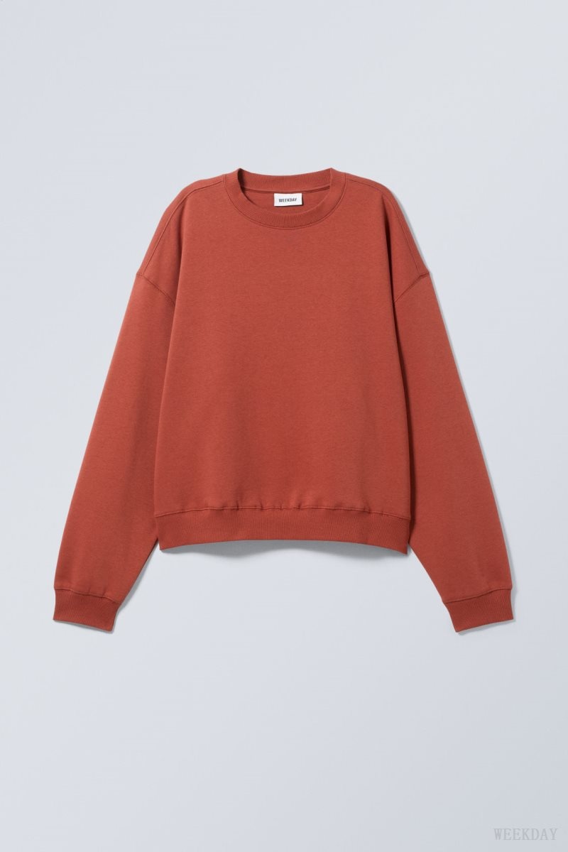 Weekday Essence Standard Sweatshirt Burgundy | VIXT2103