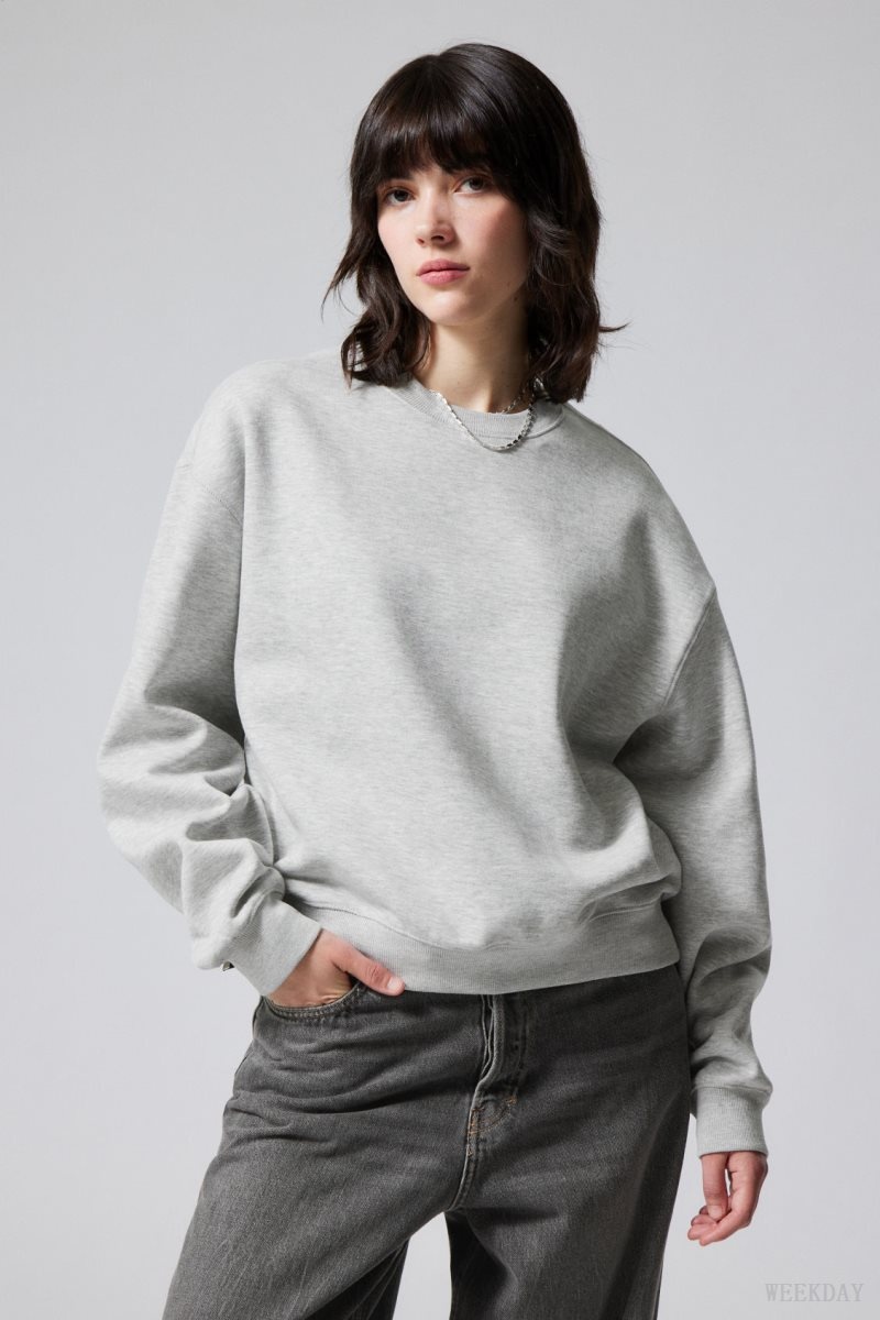 Weekday Essence Standard Sweatshirt Light Grey | RCBY3643