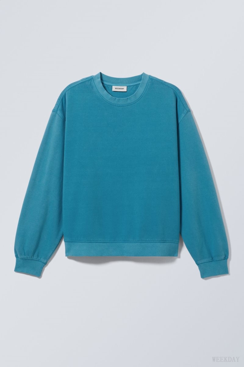 Weekday Essence Standard Sweatshirt Light Blue | SYPM9065