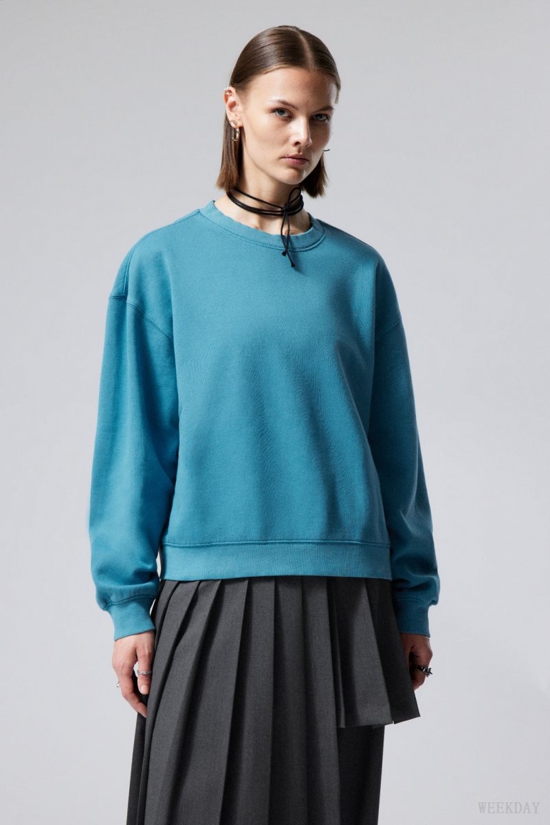 Weekday Essence Standard Sweatshirt Light Blue | SYPM9065