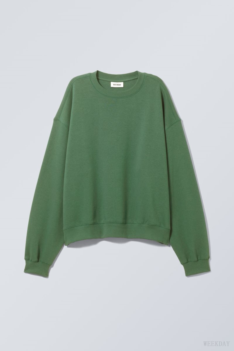 Weekday Essence Standard Sweatshirt Turquoise Green | SQMZ0821