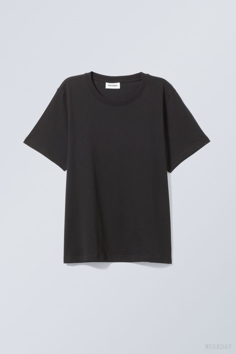 Weekday Essence Standard T-shirt Black | HOYN3806