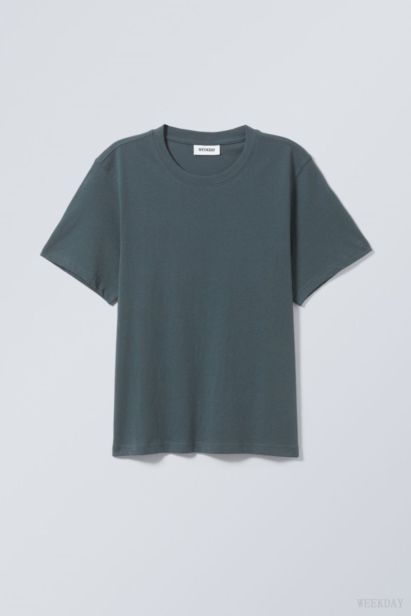 Weekday Essence Standard T-shirt Dark Blue | AQJP6231