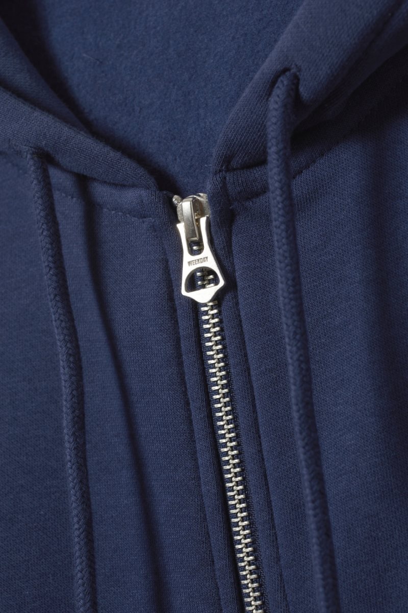 Weekday Essence Standard Zip Hoodie Dark Blue | NGYO2280