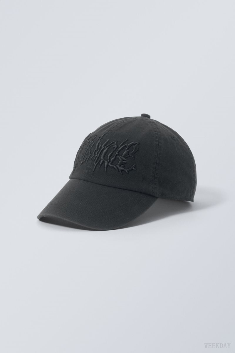 Weekday Essential Embroidery Cap Dark Grey | VGLI9314