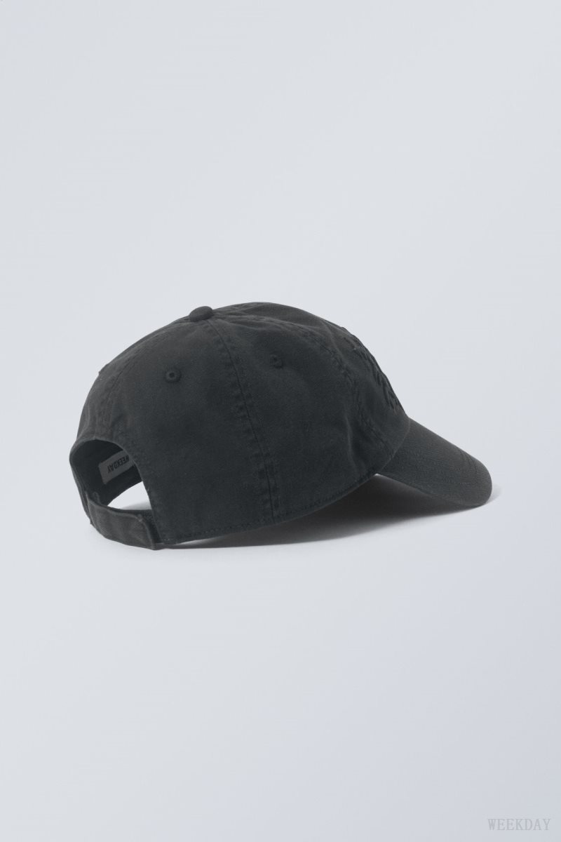 Weekday Essential Embroidery Cap Dark Grey | VGLI9314