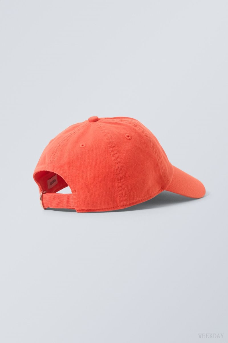 Weekday Essential Washed Cap Coral Orange | BTLO1038