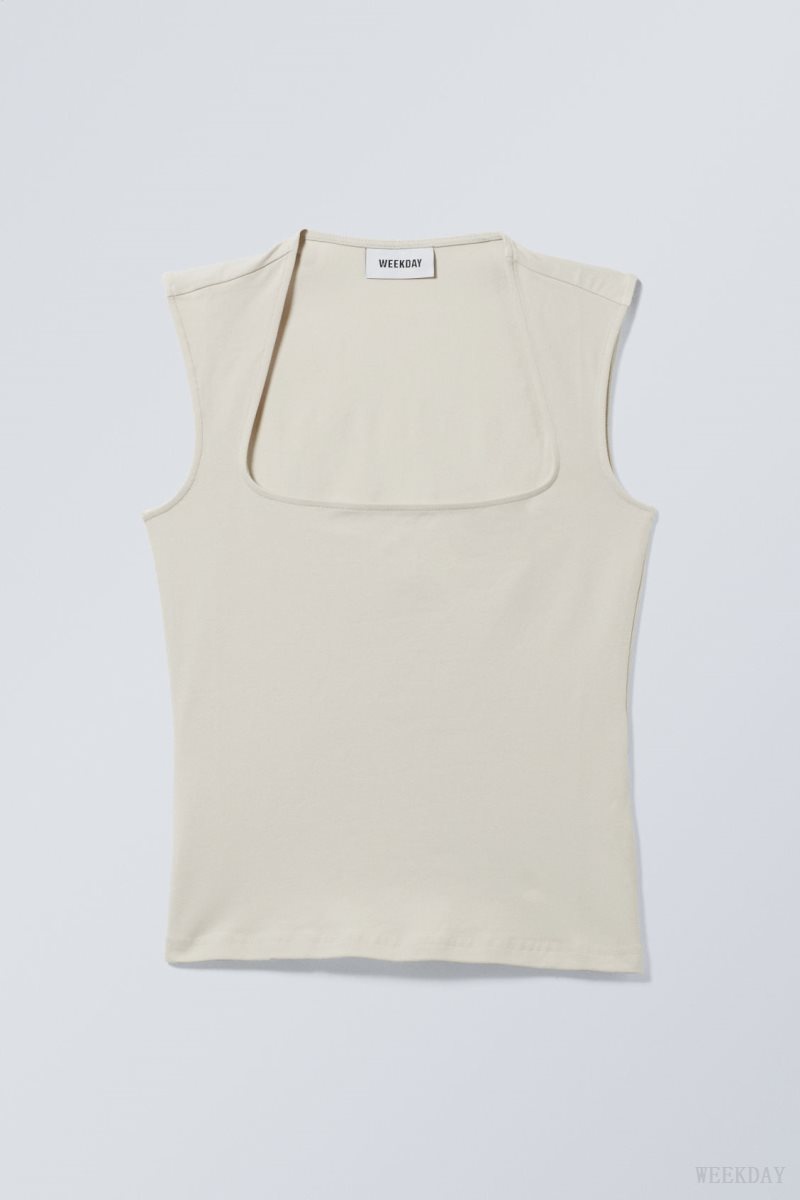 Weekday Esti Tank Top Beige | DQSF2428