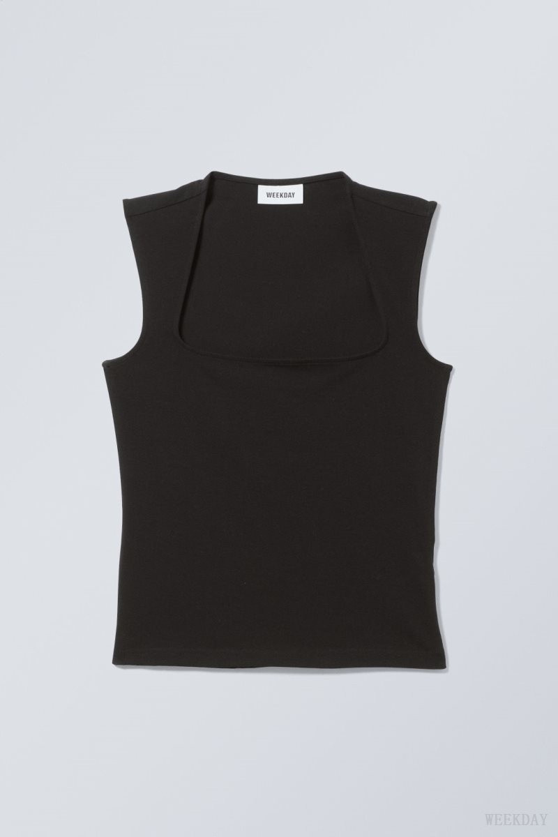 Weekday Esti Tank Top Black | DXDZ3913