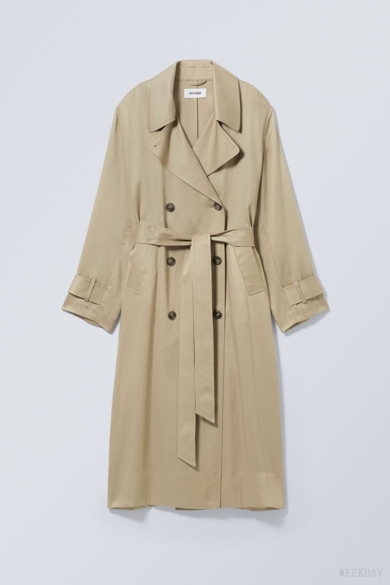 Weekday Evelyn Relaxed Lyocell Trench Coat Beige | GXJK8866