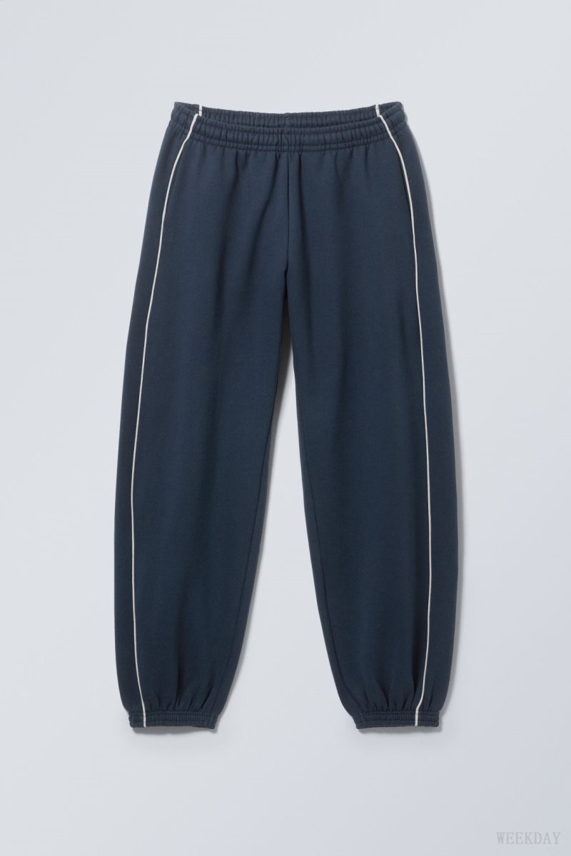 Weekday Even Piping Sweatpants Dark Blue | NJYL1297