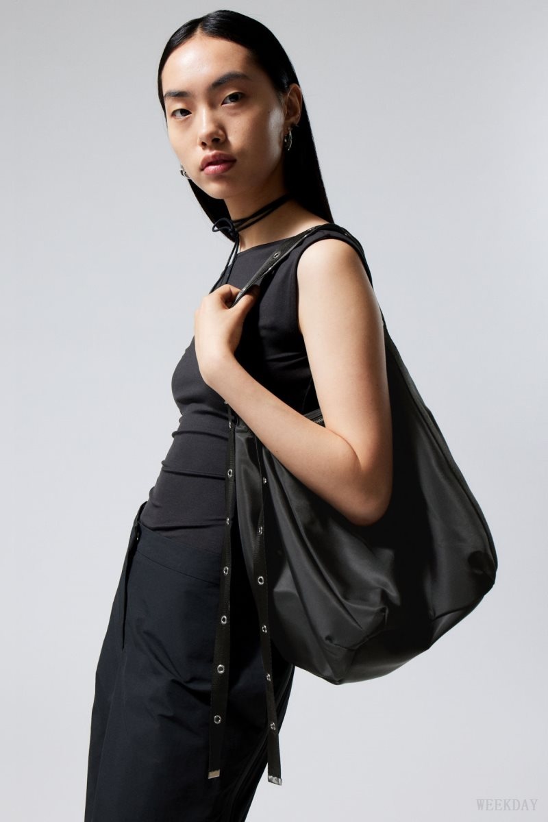 Weekday Eyelet Shoulder Bag Black | DNTS9448