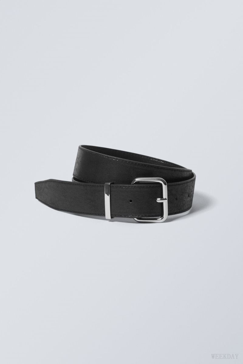 Weekday Faux Leather Buckle Belt Black | EXRV1061