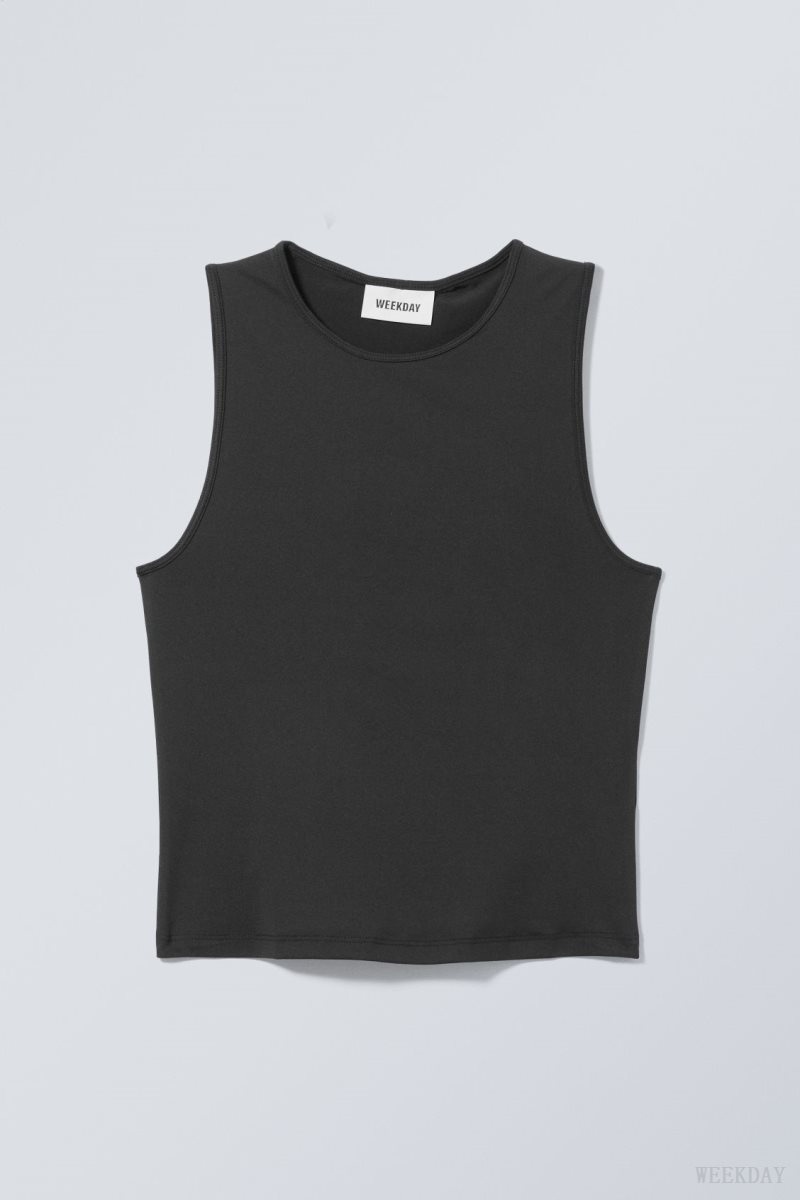 Weekday Fine Fitted Tank Top Black | JKHL4136