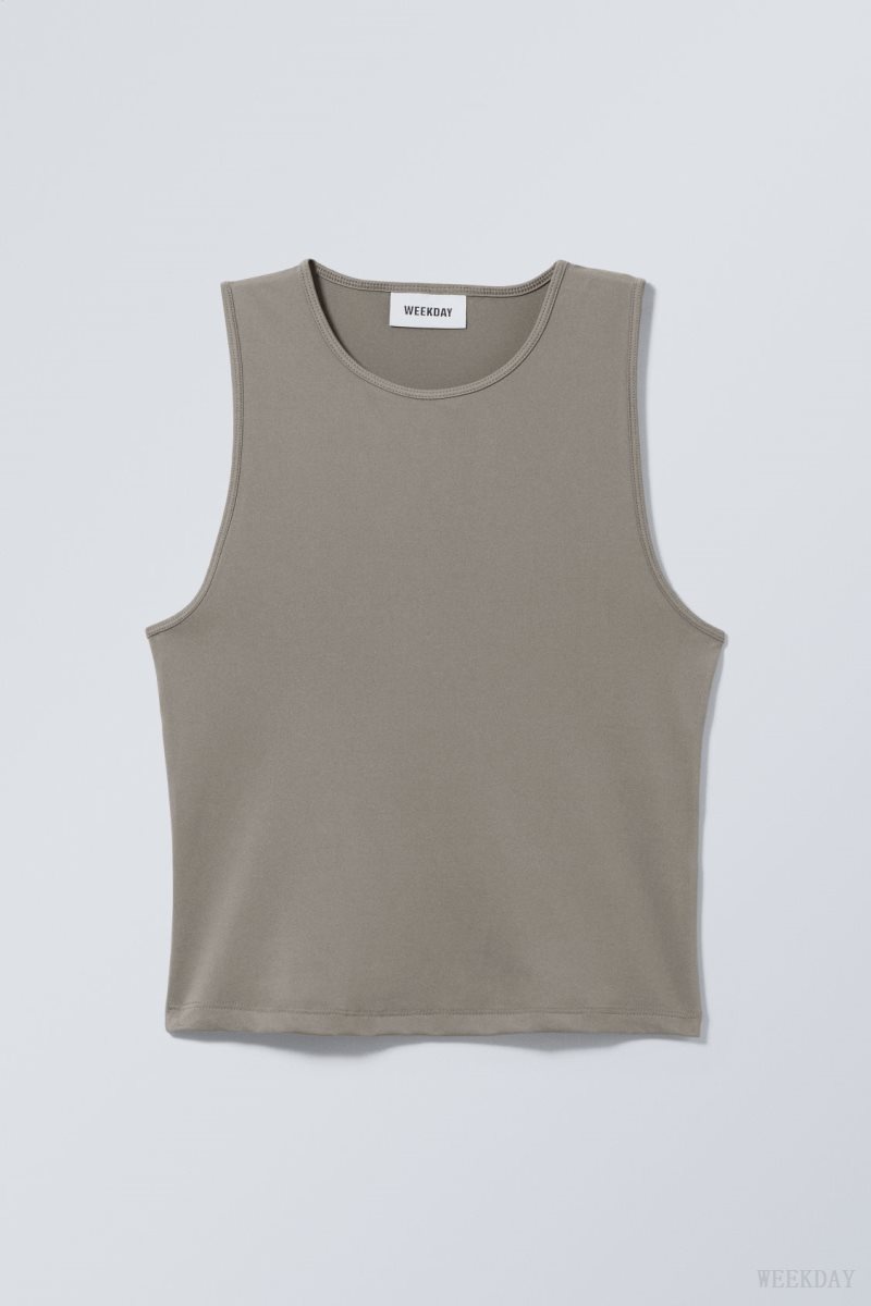 Weekday Fine Fitted Tank Top Grey | XDFG2326