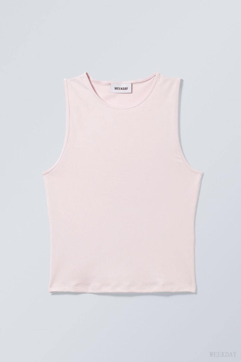 Weekday Fine Fitted Tank Top Light Pink | TWDN4998