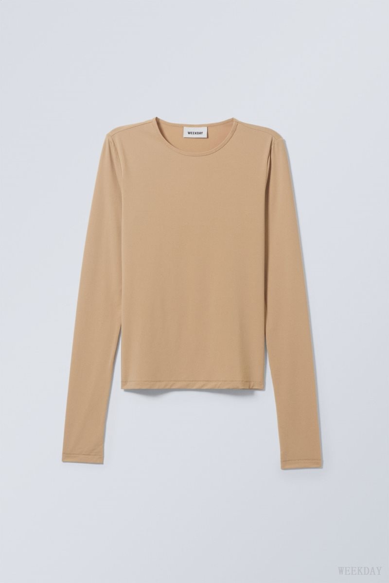 Weekday Fine Long sleeve Beige | IRFR9669