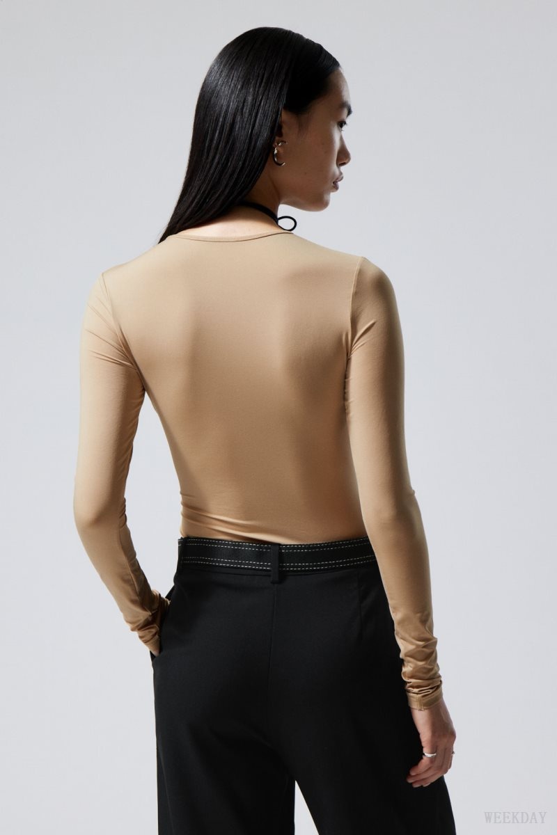 Weekday Fine Long sleeve Beige | IRFR9669