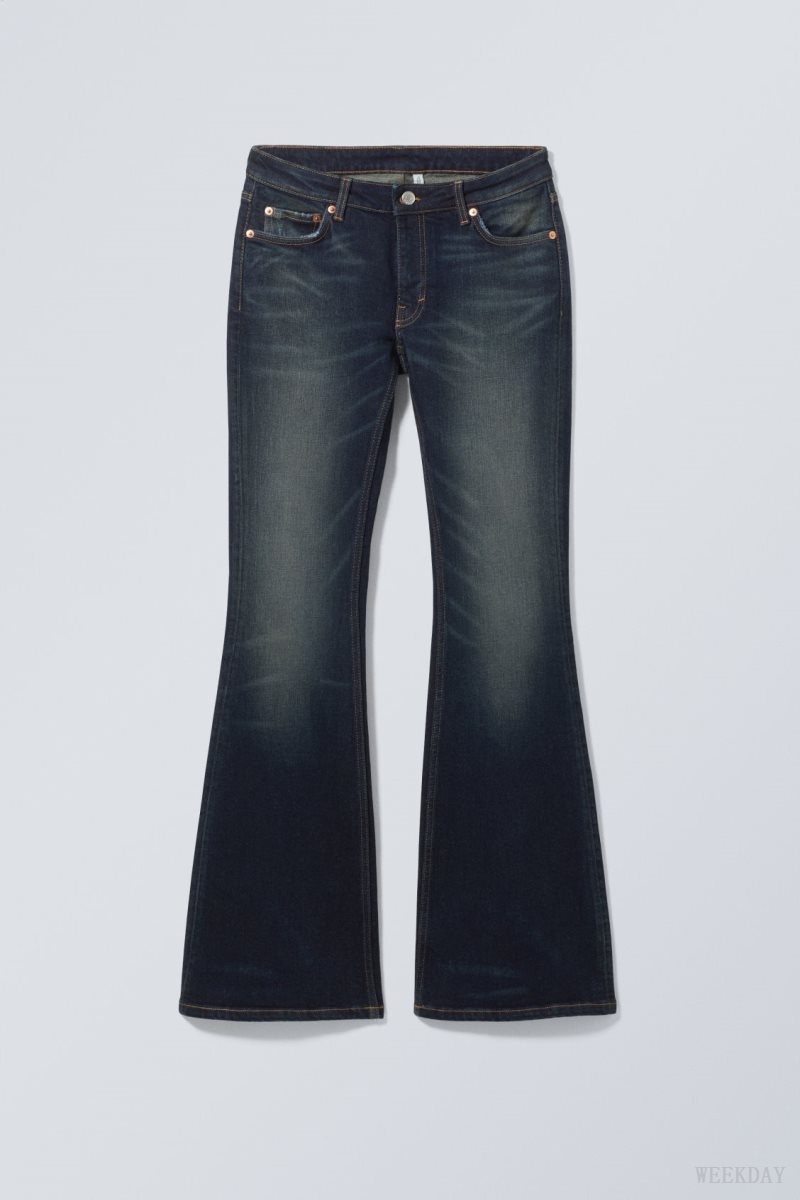 Weekday Flame Low Flared Jeans Blue | CVNR1944