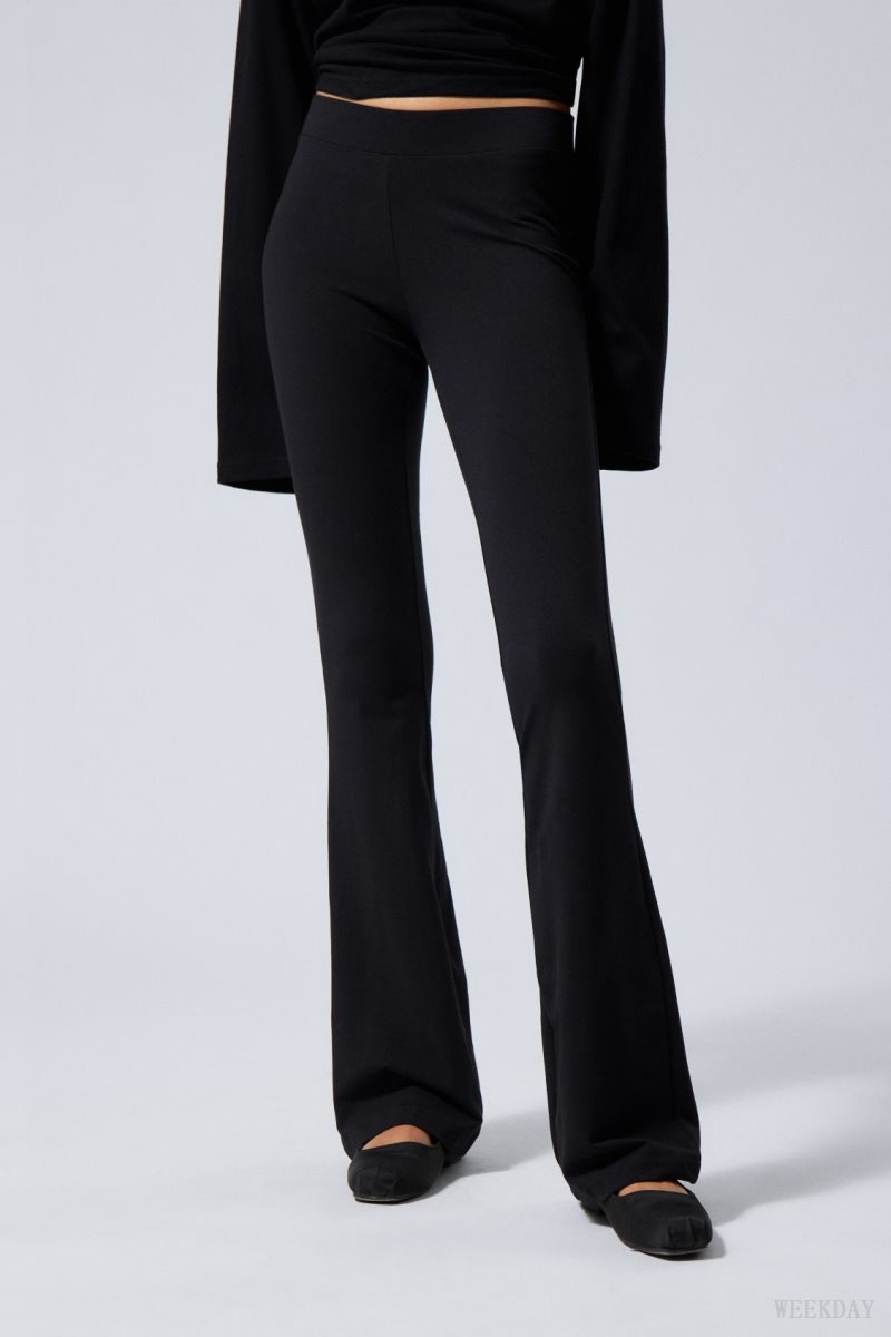 Weekday Flared Jersey Trousers Black | YNNK8490