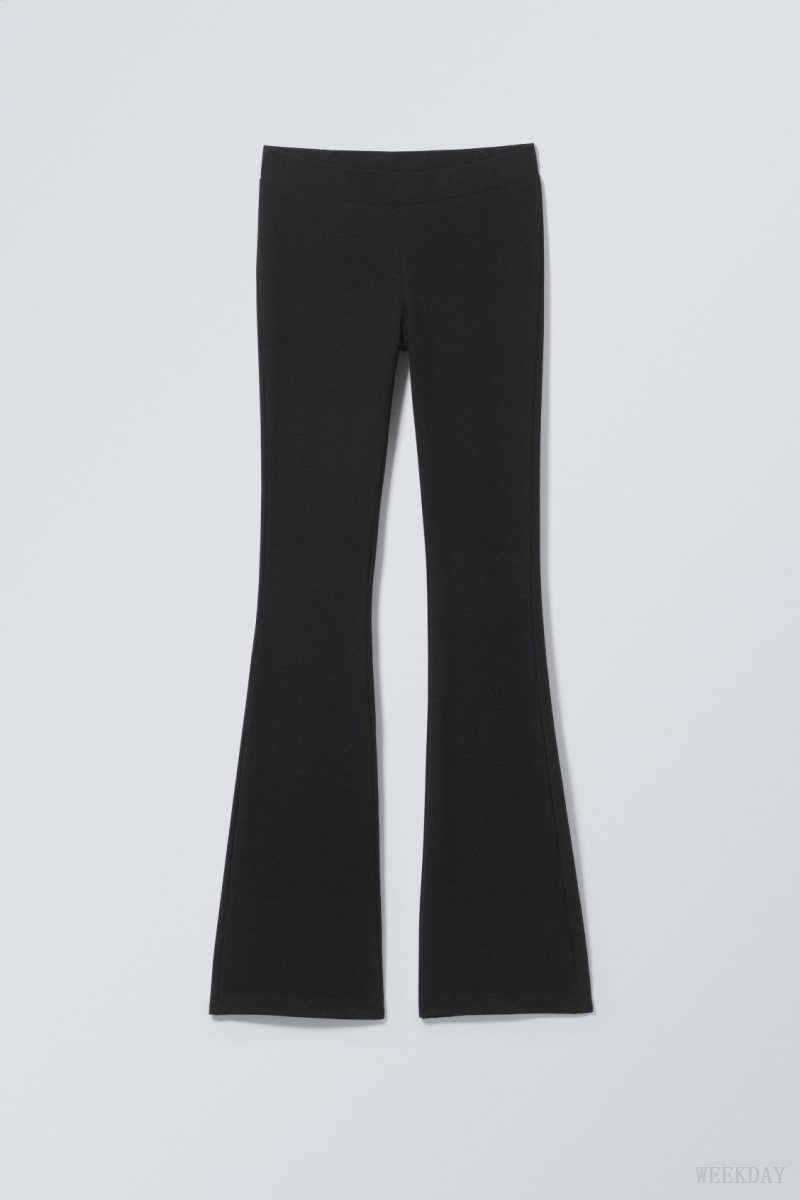 Weekday Flared Jersey Trousers Black | YNNK8490