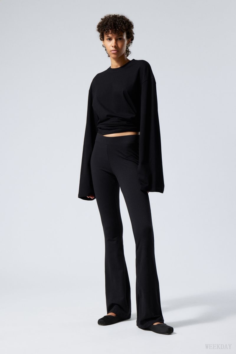 Weekday Flared Jersey Trousers Black | YNNK8490