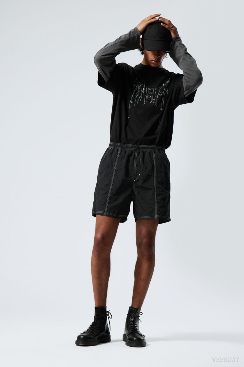 Weekday Fred Relaxed Shorts Black | GXOR8293