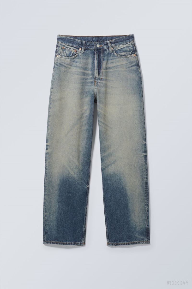 Weekday Galaxy Loose Straight Jeans Blue | DFZR5329