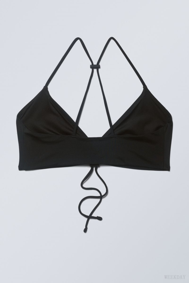 Weekday Gathered Bikini Top Black | XKVT7962