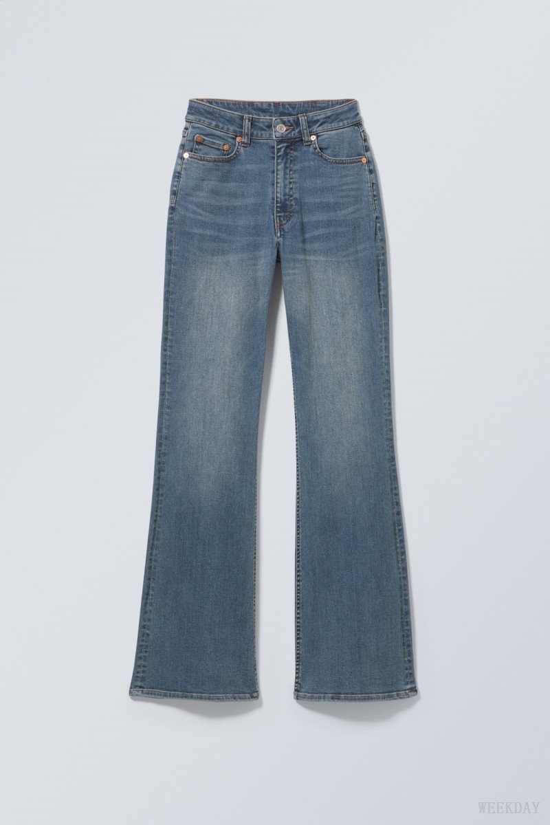 Weekday Glow Curve High Flared Jeans Blue | MRSN6331