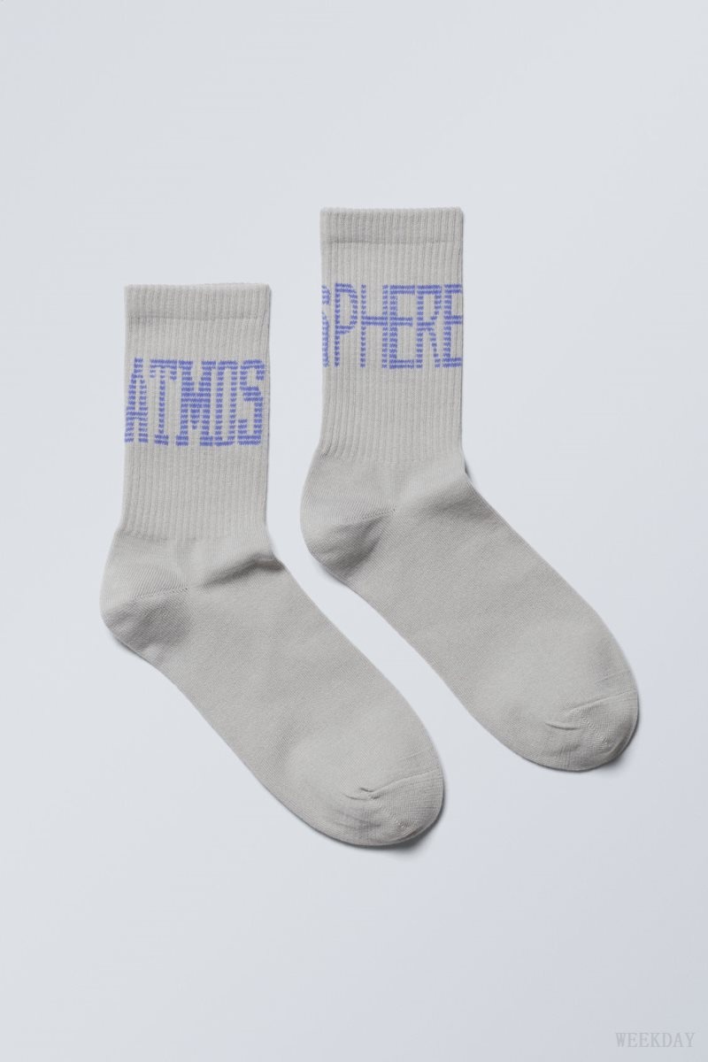 Weekday Graphic Sport Sock Grey | XGWI1114