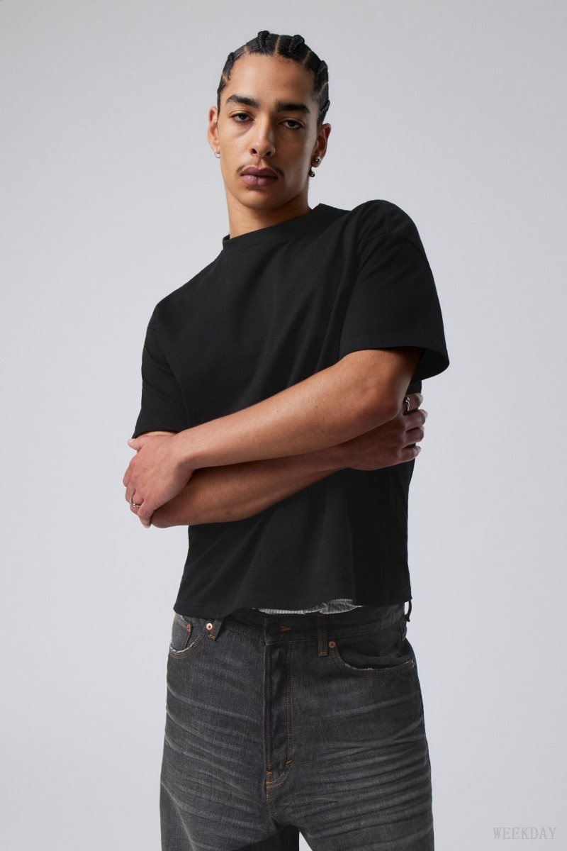 Weekday Great Boxy Heavyweight T-Shirt Black | HRKB3504