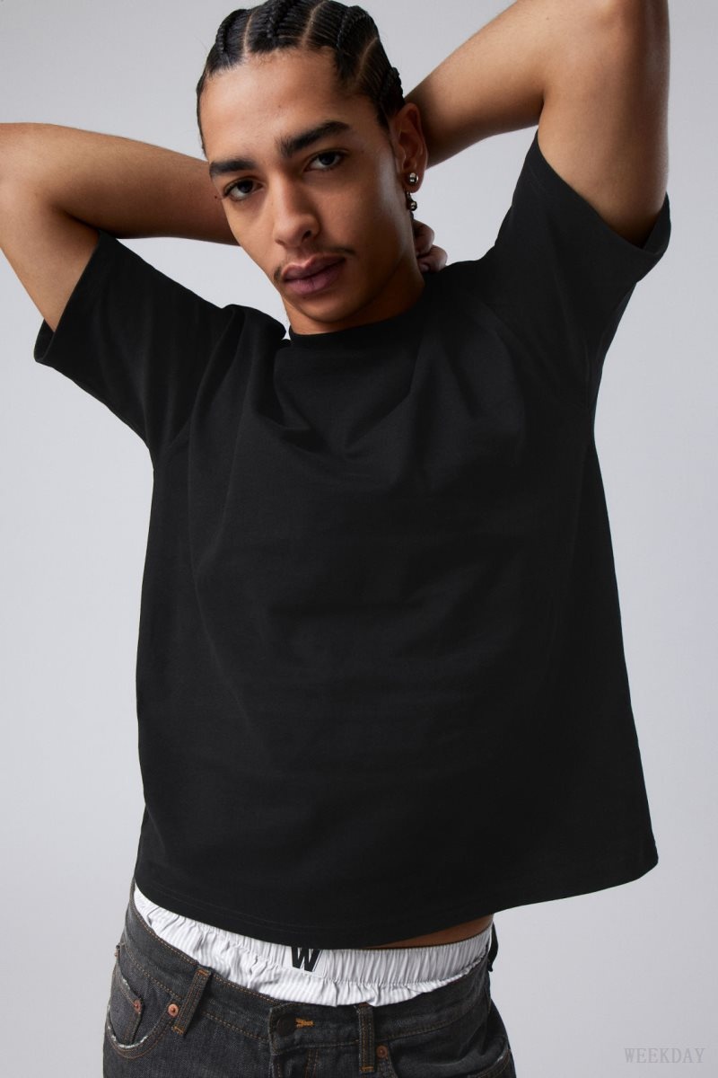 Weekday Great Boxy Heavyweight T-Shirt Black | HRKB3504